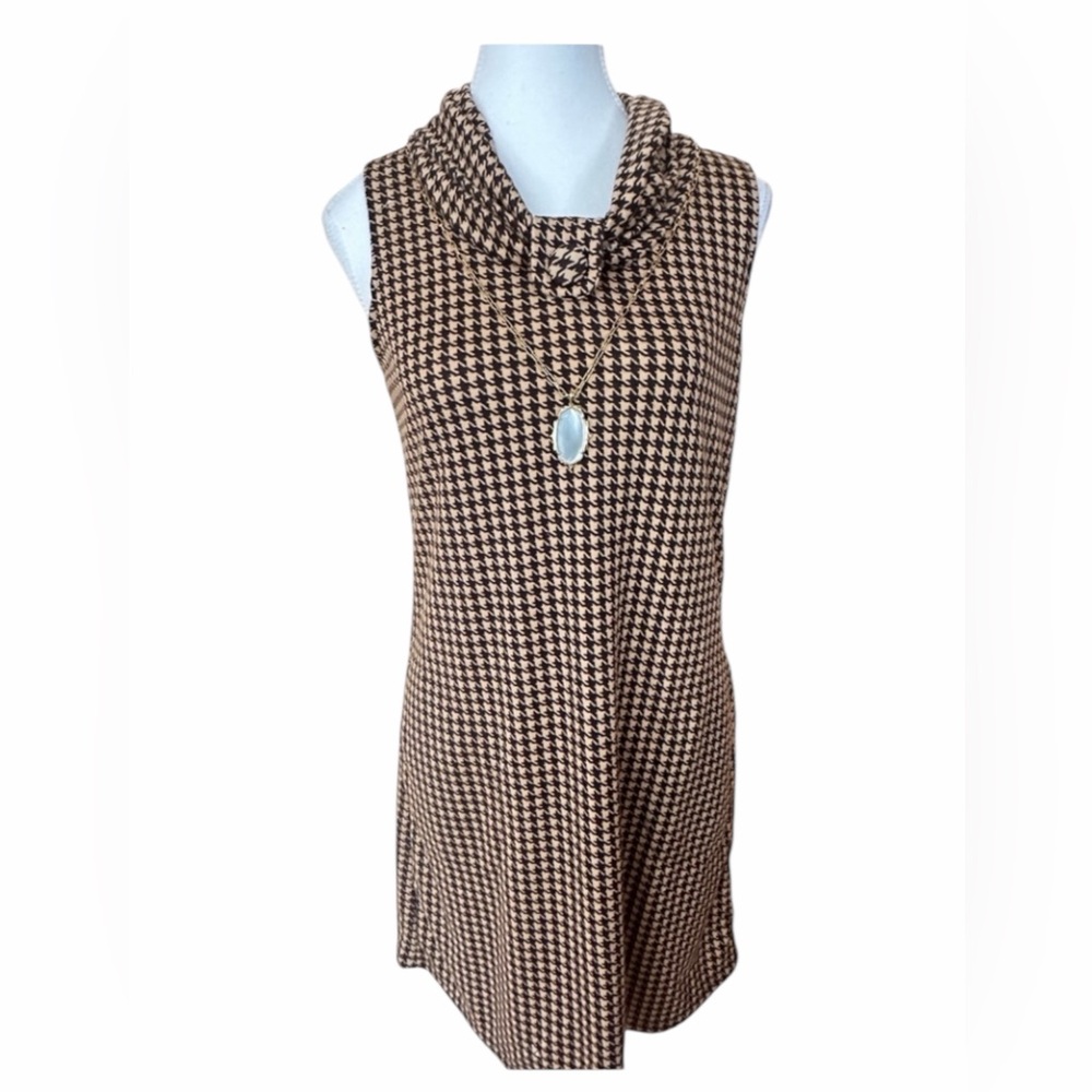 Alynpaige NewYork  Houndstooth sleeveless cowl neck dress size medium Brand New